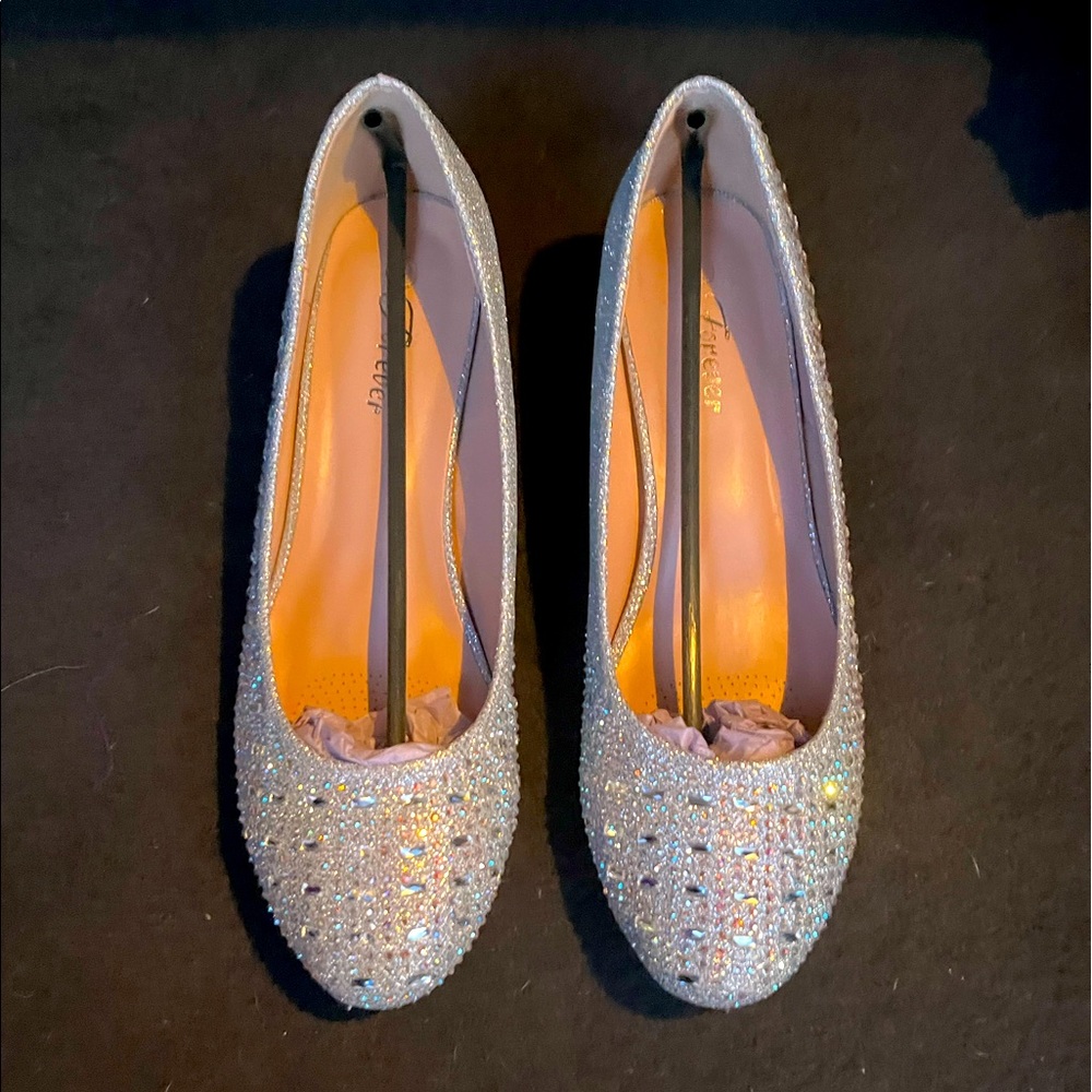 Super Sparkly Forever Ballet Wedges - silver